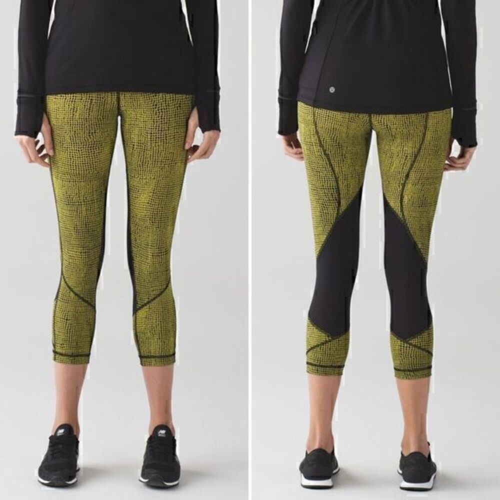 Lululemon Pace Rival Crop 19" in Fall Net Toxic Black Size 10